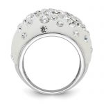 Sterling Silver Rhodium-plated White Clay and Preciosa Crystal Ring