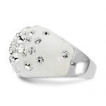 Sterling Silver Rhodium-plated White Clay and Preciosa Crystal Ring