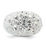 Sterling Silver Rhodium-plated White Clay and Preciosa Crystal Ring