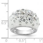 Sterling Silver Rhodium-plated White Clay and Preciosa Crystal Ring