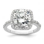 Sterling Silver Rhodium-plated Polished CZ Square Halo Ring