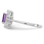 Sterling Silver Rhodium-plated Amethyst and CZ Ring