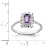 Sterling Silver Rhodium-plated Amethyst and CZ Ring