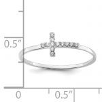 Sterling Silver Rhodium-plated CZ Side Cross Polished Ring