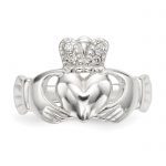 Sterling Silver Polished CZ Claddagh Ring