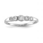 Sterling Silver Rhodium-plated 5-stone Bezel Set CZ Ring