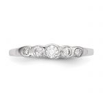 Sterling Silver Rhodium-plated 5-stone Bezel Set CZ Ring