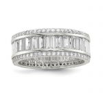 Sterling Silver Rhodium-plated Baguette and Round CZ Eternity Ring