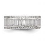 Sterling Silver Rhodium-plated Baguette and Round CZ Eternity Ring