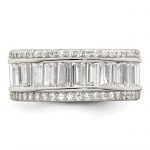 Sterling Silver Rhodium-plated Baguette and Round CZ Eternity Ring