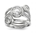 Sterling Silver Rhodium-plated CZ 3-Ring Set