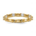 Sterling Silver White Yellow and Rose-tone Set of 3 CZ Eternity Rings