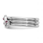 Sterling Silver Rhodium-plated Set of 3 Ruby Stacking ILOVEU Rings