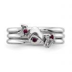 Sterling Silver Rhodium-plated Set of 3 Ruby Stacking ILOVEU Rings