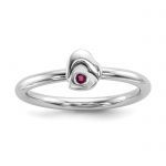 Sterling Silver Rhodium-plated Set of 3 Ruby Stacking ILOVEU Rings