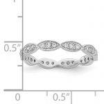 Sterling Silver Rhodium-plated Fancy Scalloped CZ Band