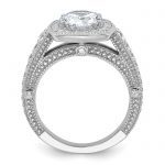 Sterling Silver Rhodium-plated 8mm Center CZ Halo Ring