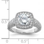 Sterling Silver Rhodium-plated 8mm Center CZ Halo Ring