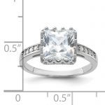 Sterling Silver Rhodium-plated Polished CZ Ring