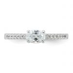 Sterling Silver Rhodium-plated Oval CZ Ring