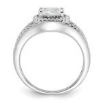 Sterling Silver Rhodium-plated Oval CZ Halo Ring