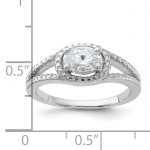 Sterling Silver Rhodium-plated Oval CZ Halo Ring