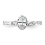 Sterling Silver Rhodium Plated CZ Braided Ring