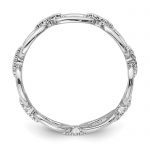 Sterling Silver Rhodium-plated CZ Bars and Oval Links Band