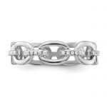 Sterling Silver Rhodium-plated CZ Bars and Oval Links Band