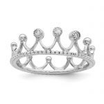 Sterling Silver Rhodium-Plated CZ Crown Ring