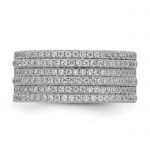 Sterling Silver Rhodium-plated CZ Wide Band Ring