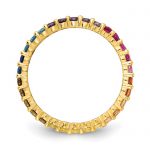 Prizma Sterling Silver Gold-tone 14K Flash Gold-plated Colorful CZ Eternity Band Ring