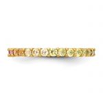 Prizma Sterling Silver Gold-tone 14K Flash Gold-plated Colorful CZ Eternity Band Ring