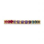 Prizma Sterling Silver Gold-tone 14K Flash Gold-plated Colorful CZ Eternity Band Ring