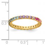 Prizma Sterling Silver Gold-tone 14K Flash Gold-plated Colorful CZ Eternity Band Ring