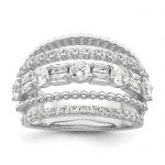 Sterling Silver Rhodium-plated CZ 5 Row Ring