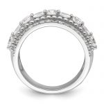 Sterling Silver Rhodium-plated CZ 5 Row Ring