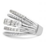 Sterling Silver Rhodium-plated CZ 5 Row Ring