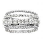 Sterling Silver Rhodium-plated CZ 5 Row Ring