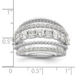 Sterling Silver Rhodium-plated CZ 5 Row Ring