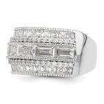 Sterling Silver Polished Rhodium-plated CZ Ring