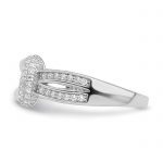 Sterling Silver Polished Rhodium-plated CZ Knot Ring