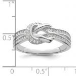 Sterling Silver Polished Rhodium-plated CZ Knot Ring