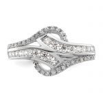 Sterling Silver Rhodium-plated Twist CZ Ring