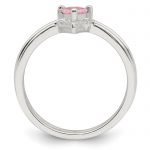 Sterling Silver Pink Trillion CZ and White CZ Ring Set