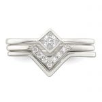 Sterling Silver Polished Square CZ 3 Ring Set