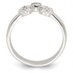 Sterling Silver Bezel CZ and Floral Ring Set