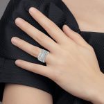 Sterling Silver Rhodium plated CZ 3 piece Bridal Ring Set