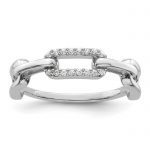 Sterling Silver Rhodium-plated CZ Link Ring