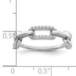 Sterling Silver Rhodium-plated CZ Link Ring